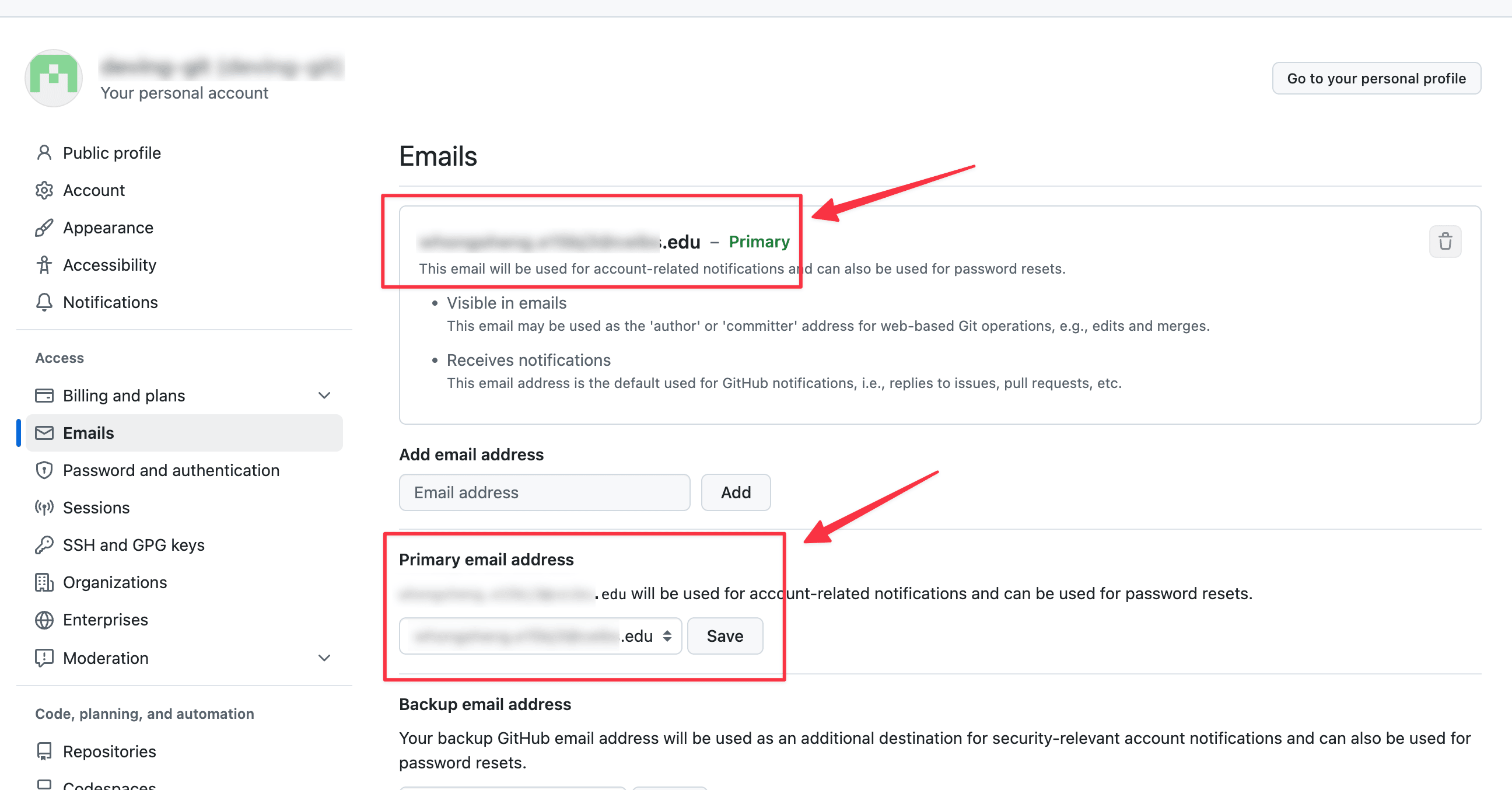 Comment lier un e-mail .edu à GitHub